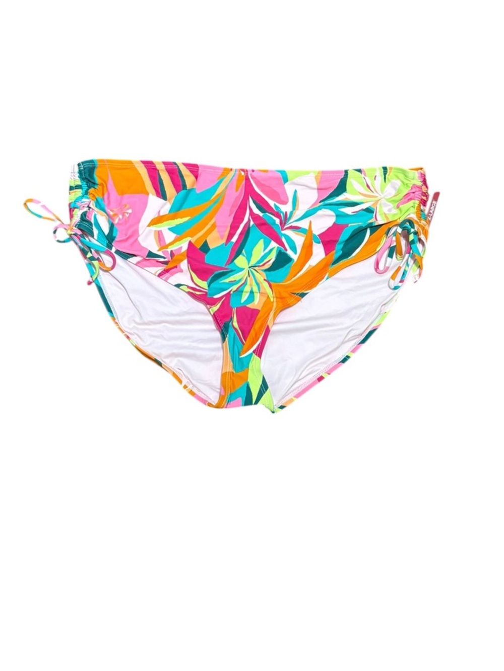 Anne Cole Floral Mid Rise Swim Bottoms in Pink, Orange, Teal & Yellow, Size XL